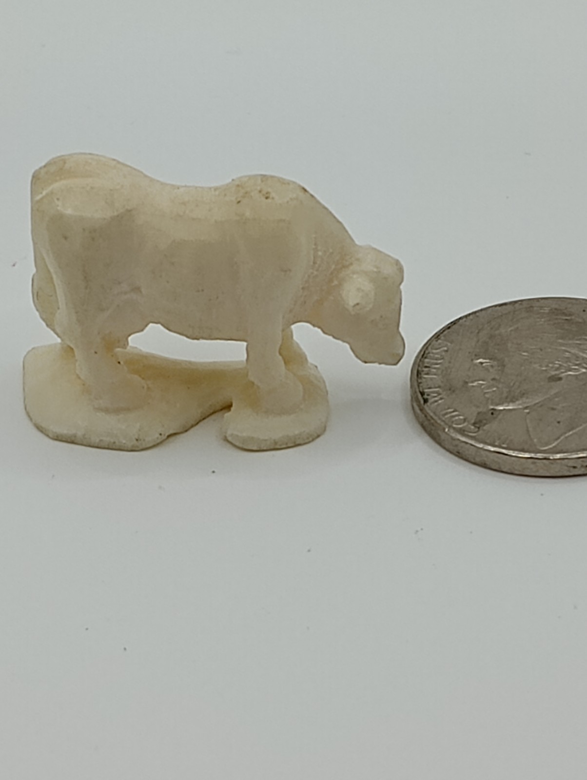 Bovine Bone Hand Carved Cow Figurine Made In USA Collector Item Farm Animal Gift