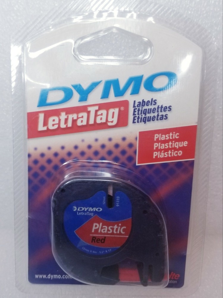 DYMO letratag labels plastic red 1/2'' x 13'