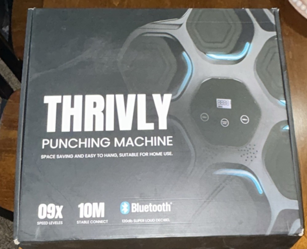 THRIVLY Bluetooth Wall Mounted Boxing Trainer Punching Machine 9 Speed Black