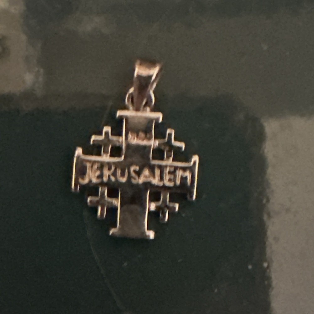 Blue Opal JERUSALEM CROSS Pendant 925 Sterling Silver