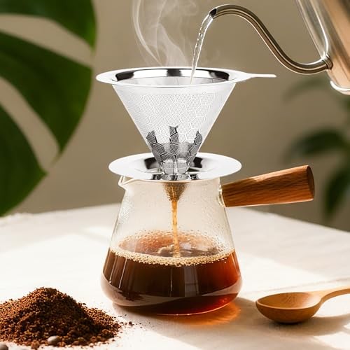 Pour over Coffee Maker, Reusable Metal Coffee Filter, Single Cup Pour over,