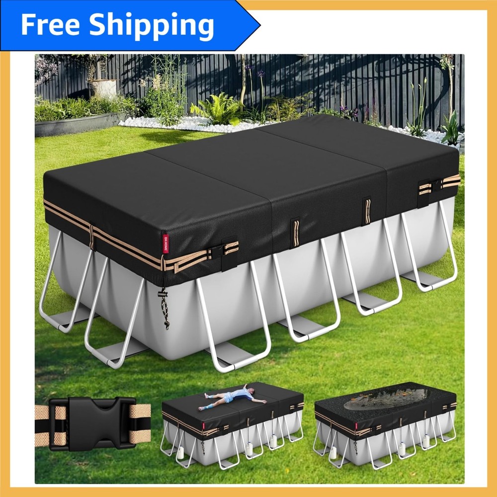 Durable 8x16 Ft Rectangular Pool Cover for Bestway/Intex - Safe & Reliable