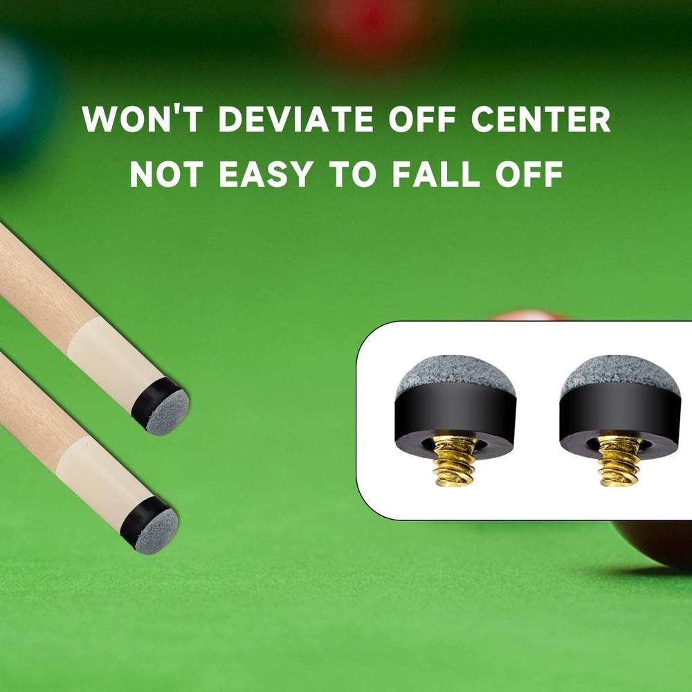 10 Soft/Hard Billiard Pool Replacement Tips - 13mm Screw-On for Durability