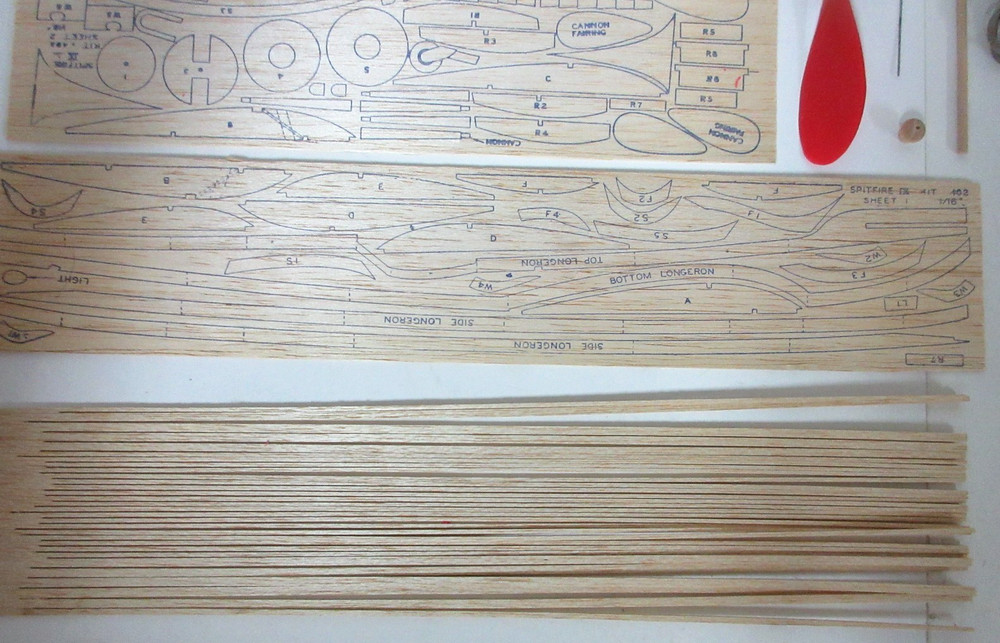 1960's Comet Spitfire IX Balsa Airplane Model Kit #3402 with Instructions