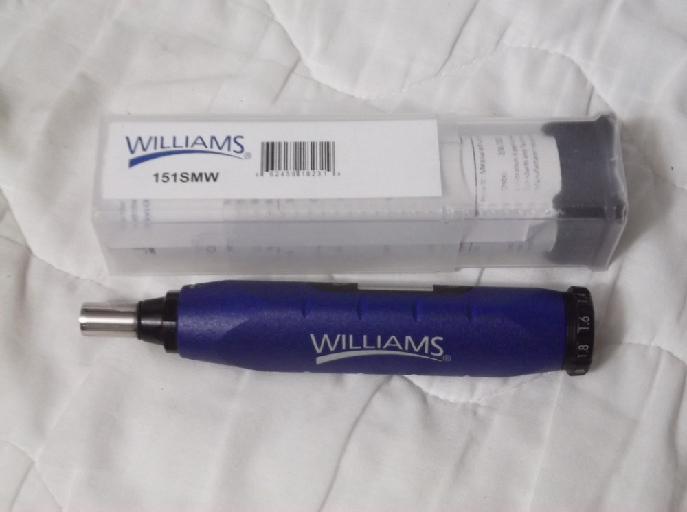 Williams Micro Adjustable Torque Driver 1/4 Socket Drive 151SMW 3-15 in/lbs
