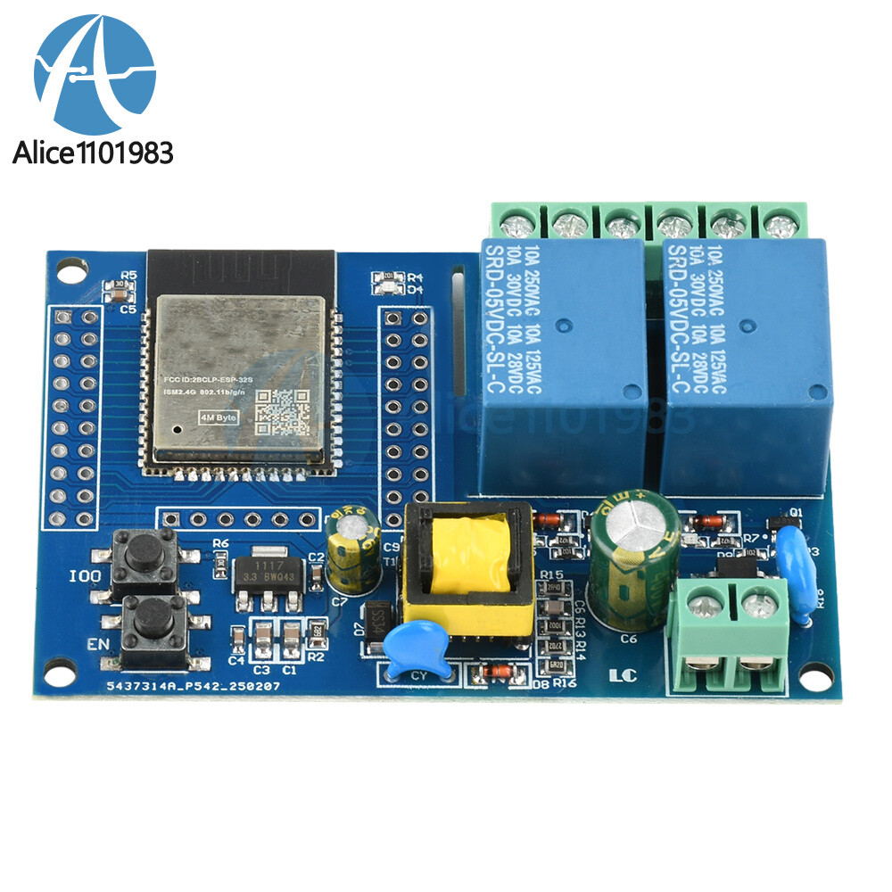 ESP32 WIFI Bluetooth 2 Channel Relay Module ESP32 Secondary Development Board