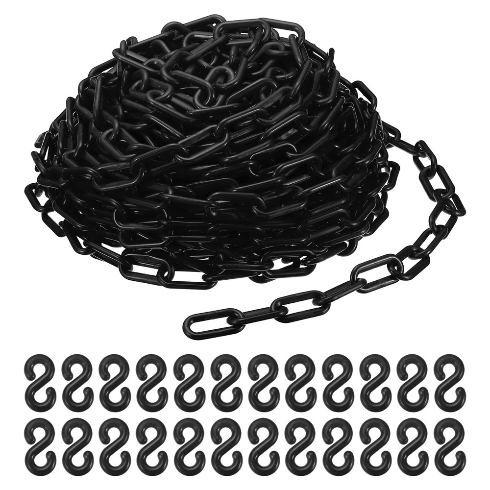 Plastic Chain Links, 100 Foot 2" Safety Chains, Black Plastic Chains