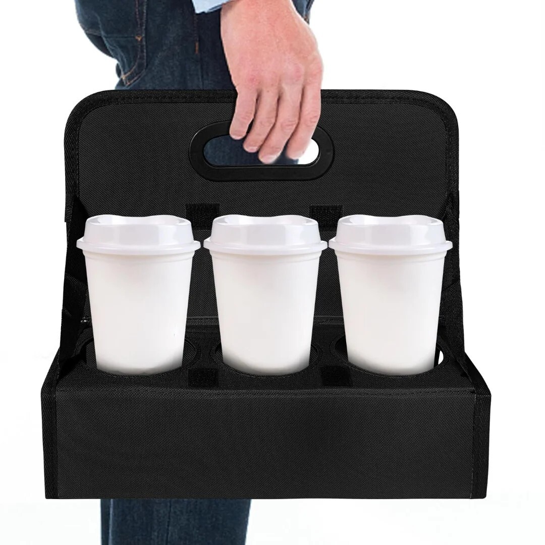 Cup Caddy Portable Drink Carrier or Cans Reusable, 6-Cup Holder with Handle