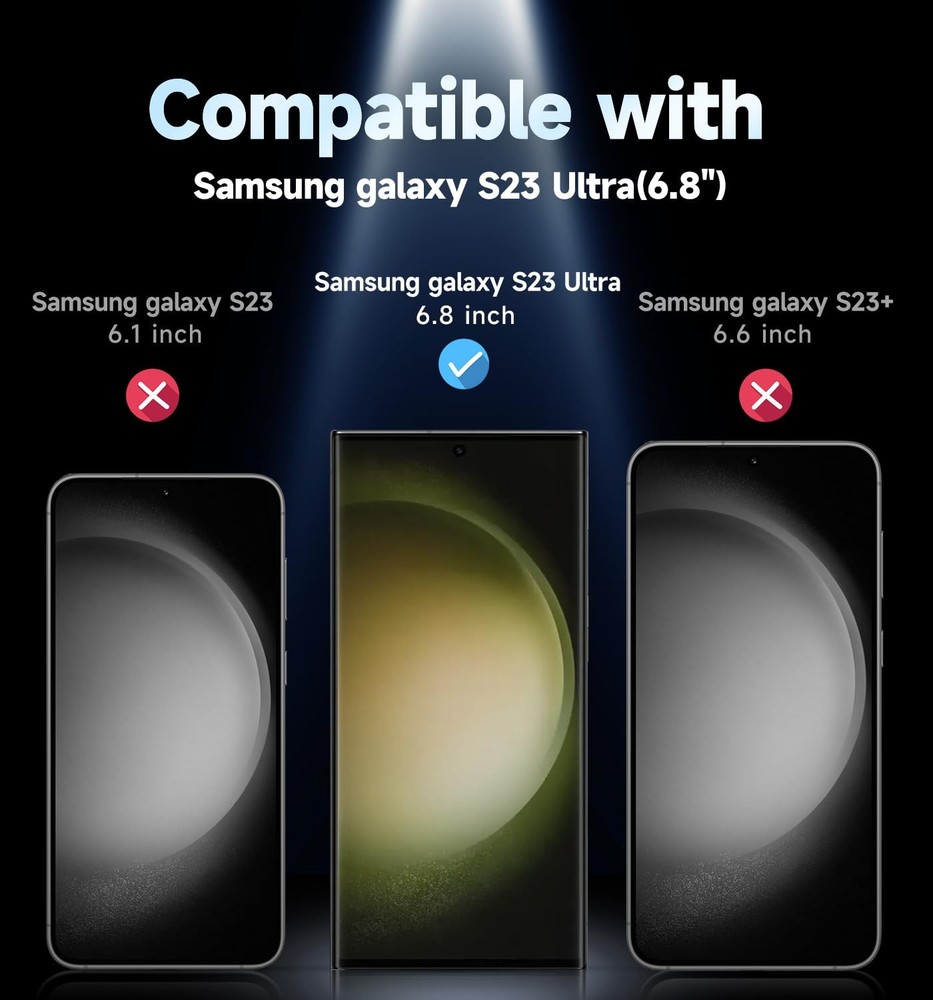 Samsung Galaxy S23 Ultra Privacy Screen Protector - 2 Pack, Easy Install,