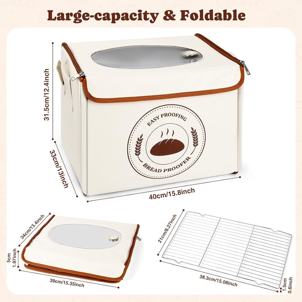 Bread Proofing Box W/ 6 Temperature Settings(50-122℉ & 48H Timer Foldable Dough
