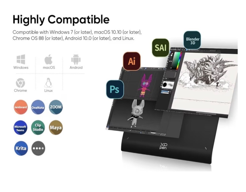 Wireless Drawing Tablet Deco Pro LW 2nd, 11 Inch Bluetooth Computer Graphics Tab