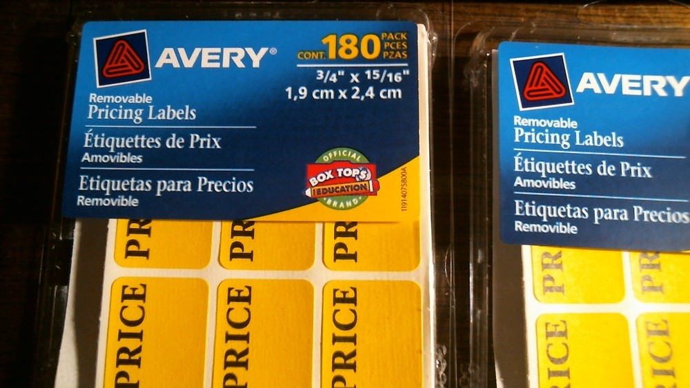 6 Packs Avery Removable Pricing Labels Yellow Rectangular 1080 PCS ITEM 40758..
