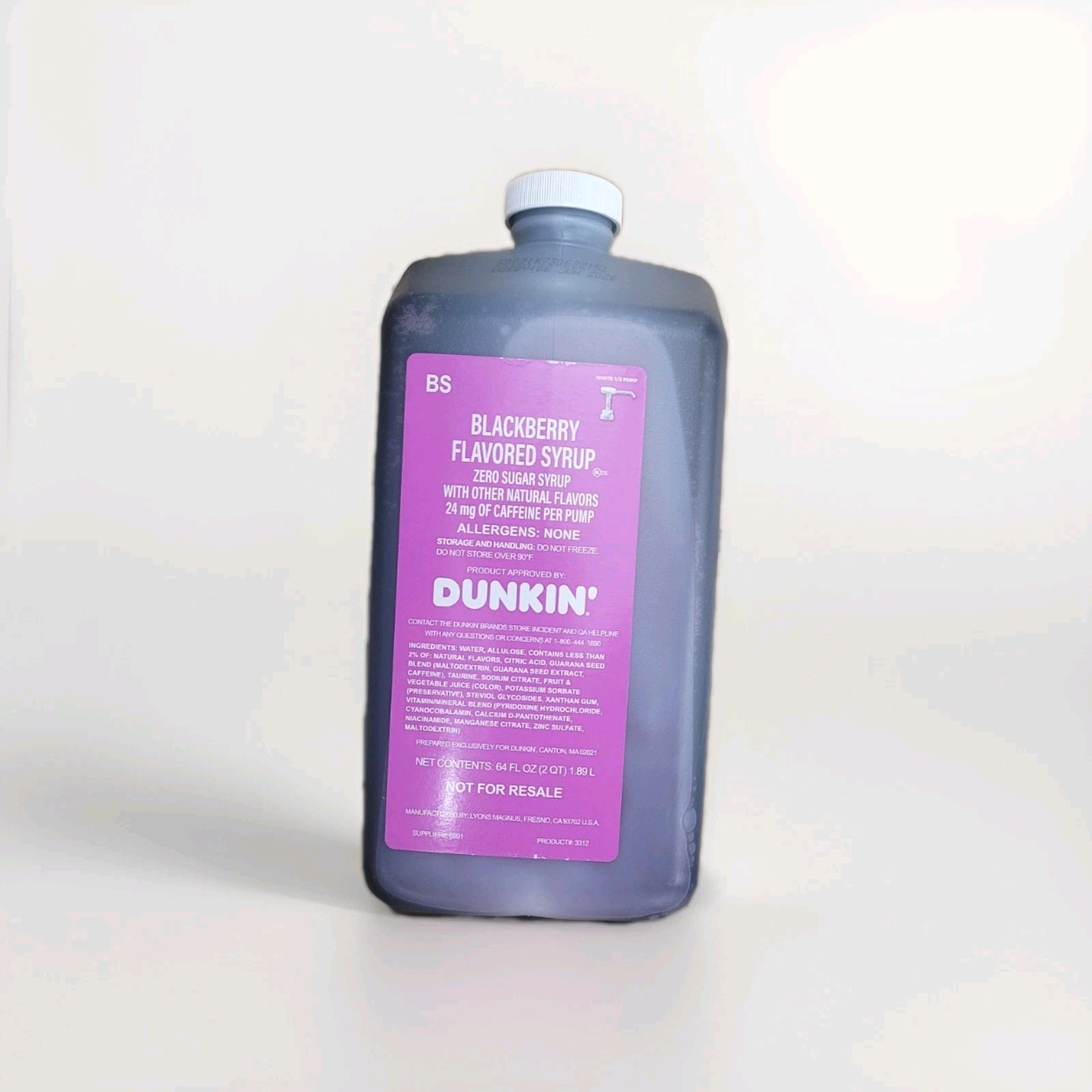 *NEW* Dunkin’ Energy Black Berry Flavored Syrup 64Oz With Pump
