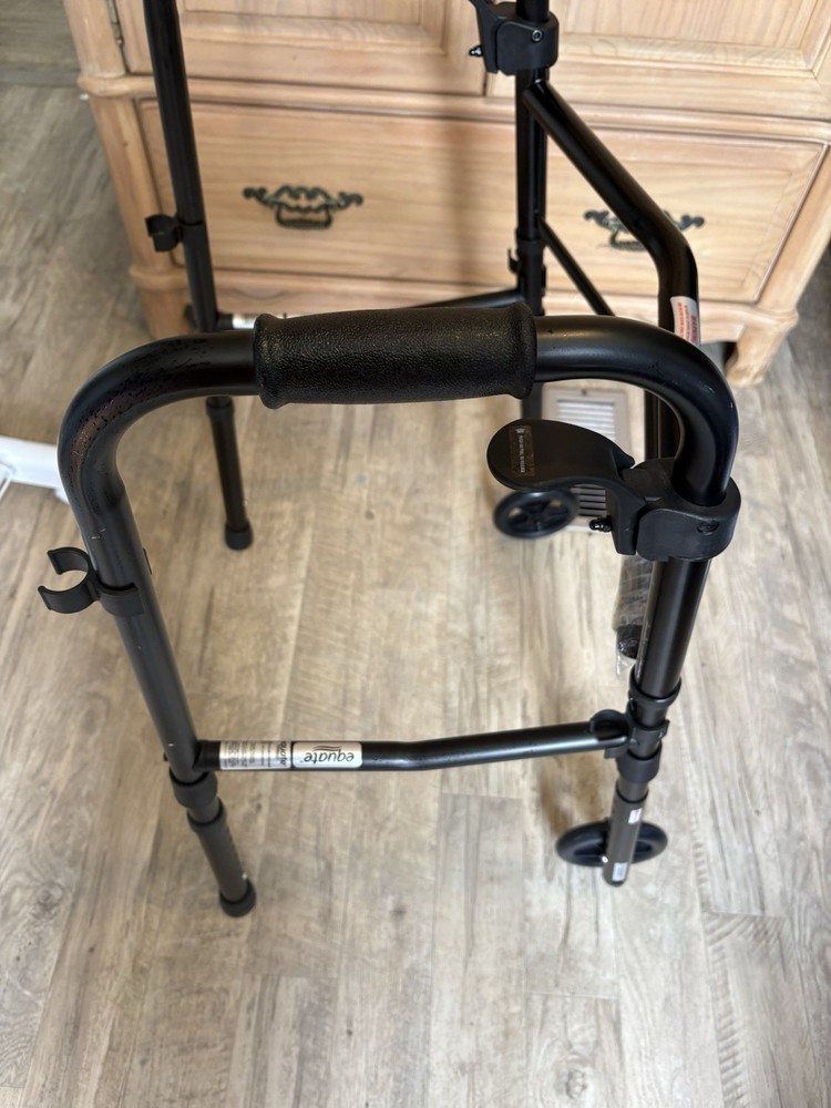 equate Black Adjustable Height Lightweight 2-Wheel Aluminum Walking Frame