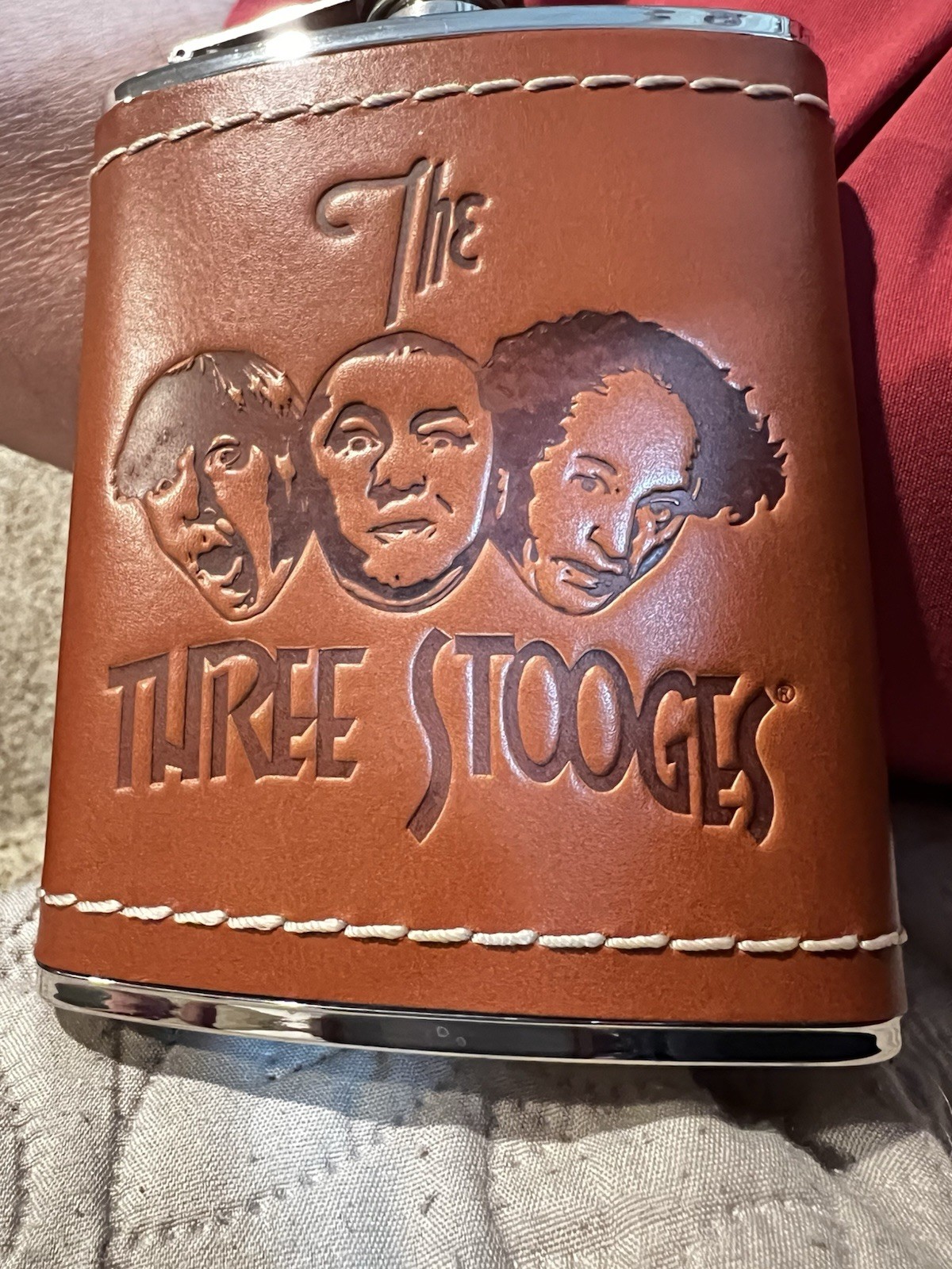 The Three Stooges Leather Wrapped Flask