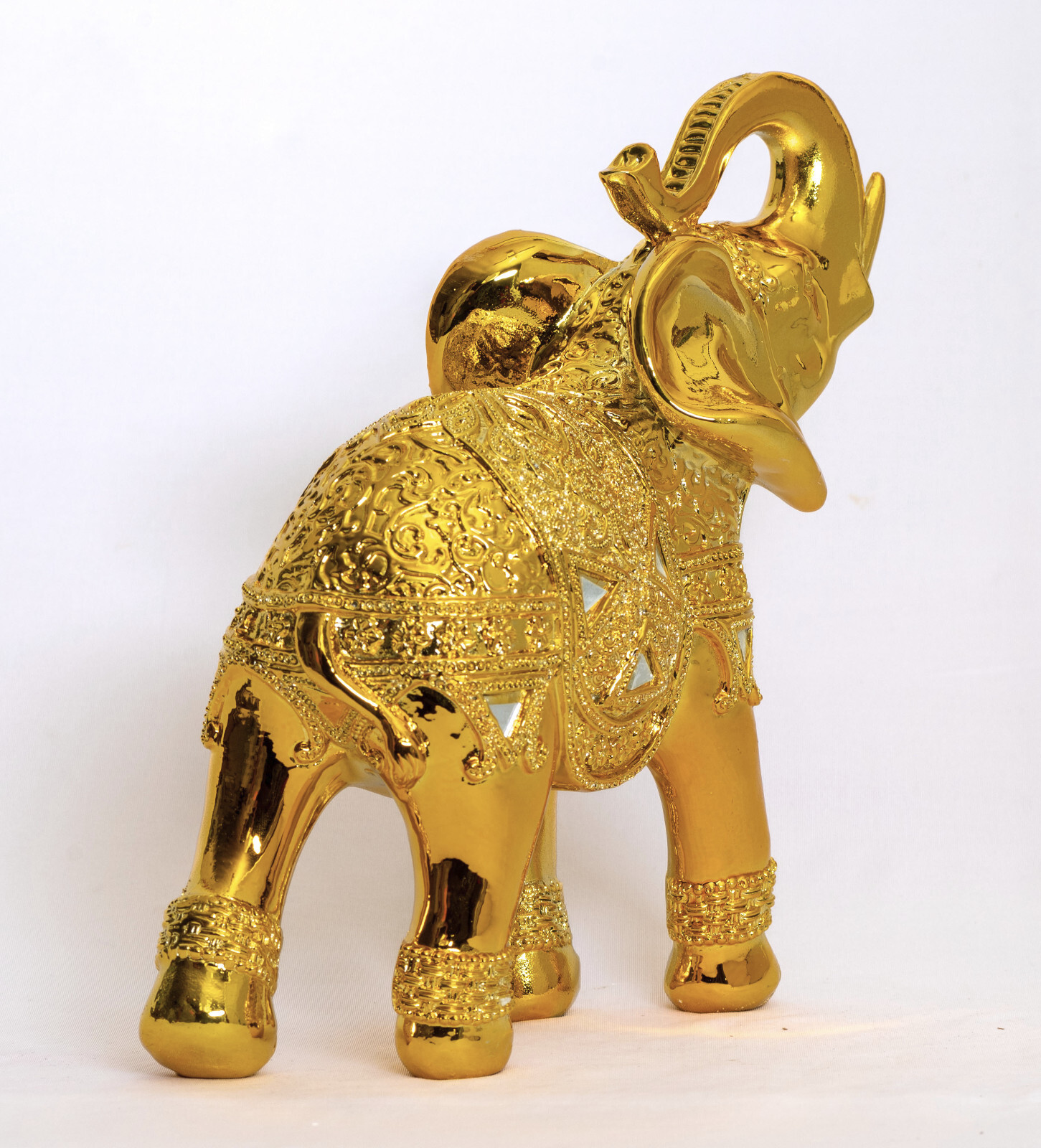 Set of 2 Trunk Up Elephant Statue Figurine