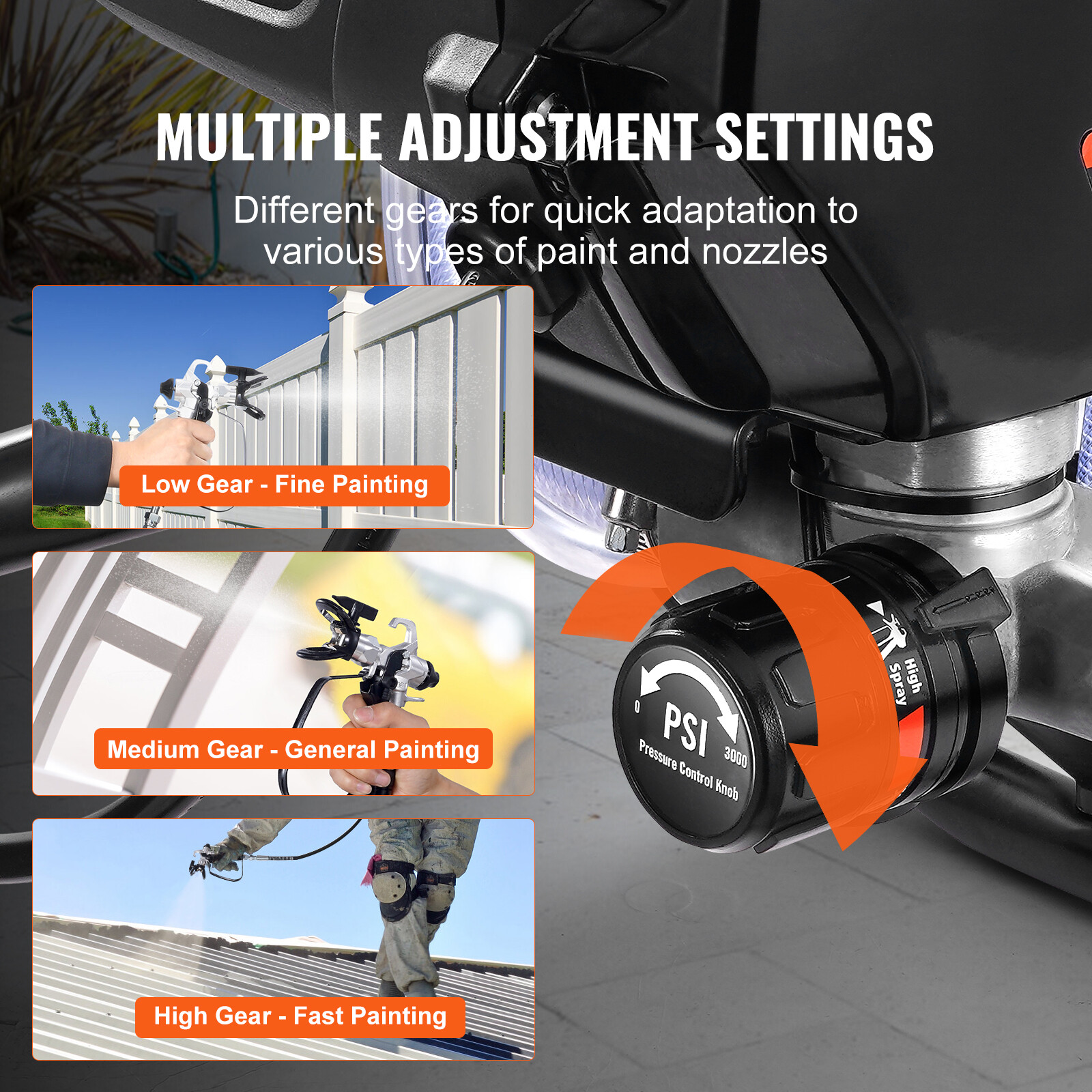 Electric Stand Airless Paint Sprayer 750W 3000PSI Paint Sprayer With Cart