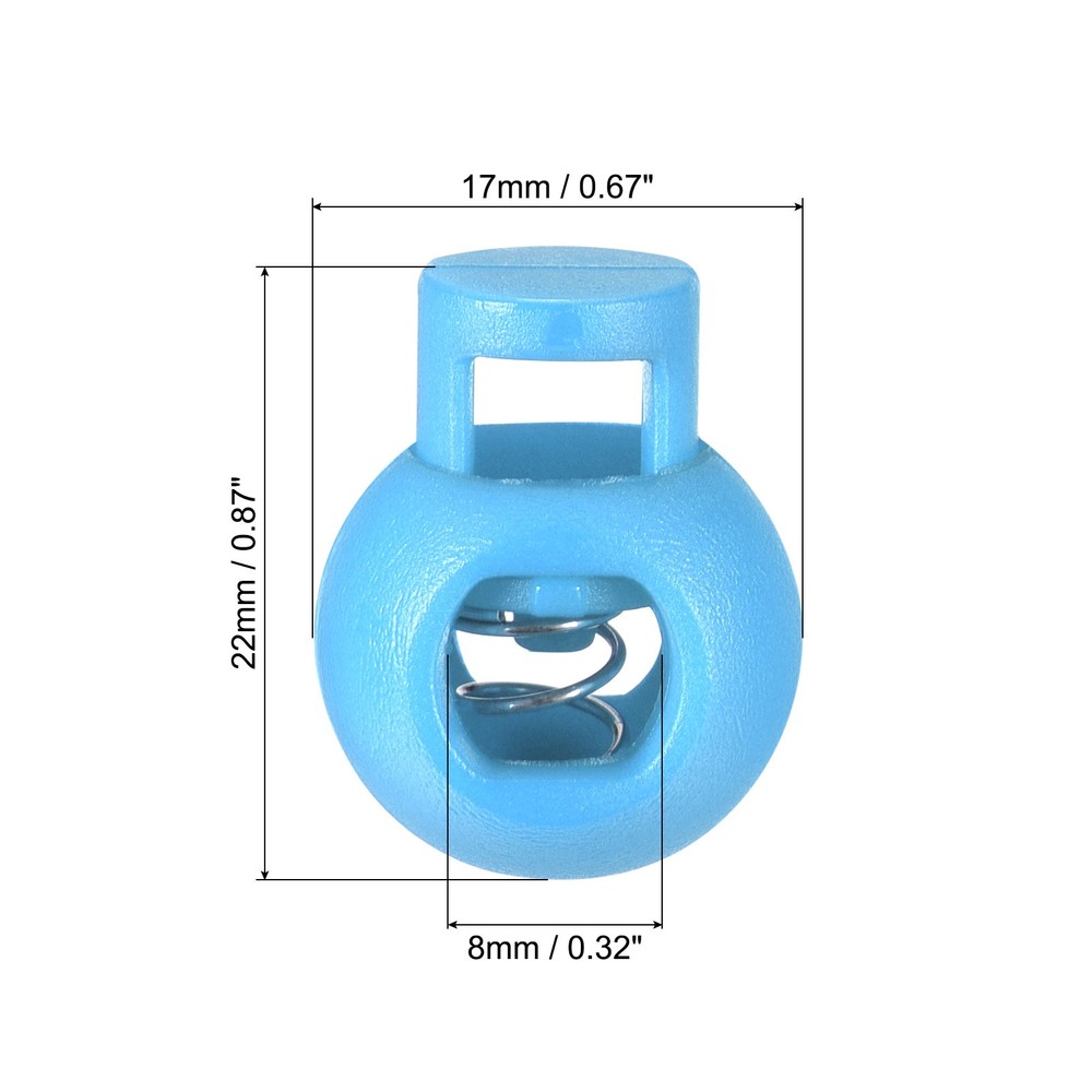 Cord Locks, 30 Pack Ball Spring Toggle Stopper, Lake Blue