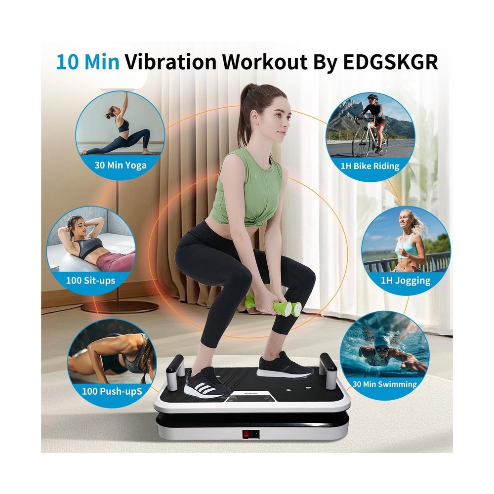 Vibration Plate Exercise Machine with Pushup Handle & Bluetooth, Full-Body Vi...