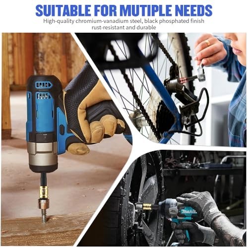 Pkuukme 3PCS Impact Socket Adapter Set - 1/4, 3/8, 1/2 Drill Socket Adapters
