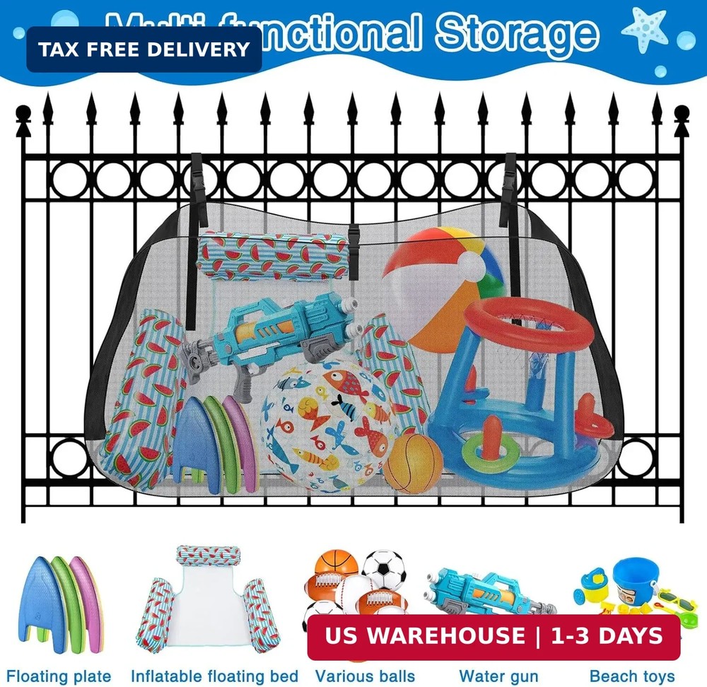 Pool Float Storage Net, Hanging Pool Float Storage Organizer Mesh Bag Adjustable