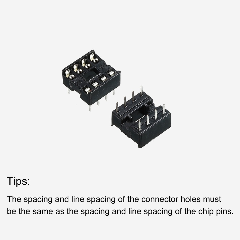 DIP IC Chip Socket Adapter Flat Pin 8P 2.54mm Pitch IC Socket, 50 Pack