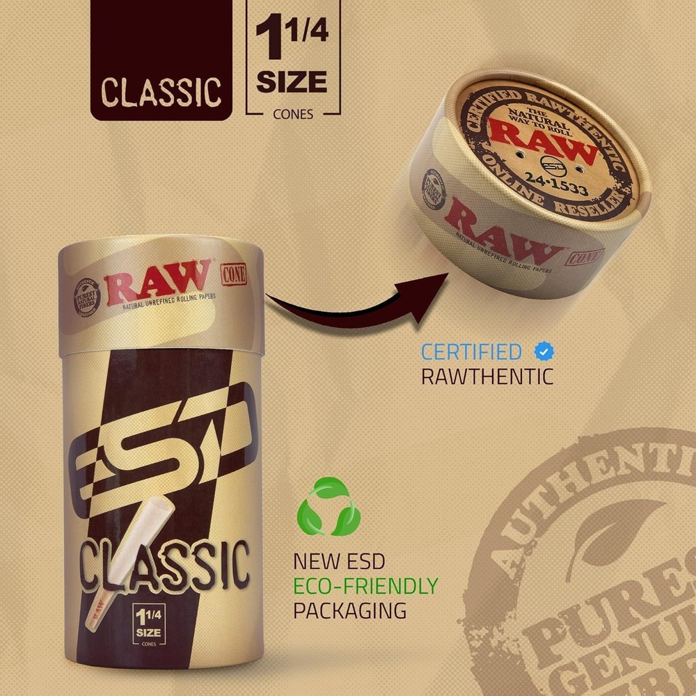 RAW Case Holder Bundle | 50 Classic 1 1/4 RAW Cones & Three Tree Case