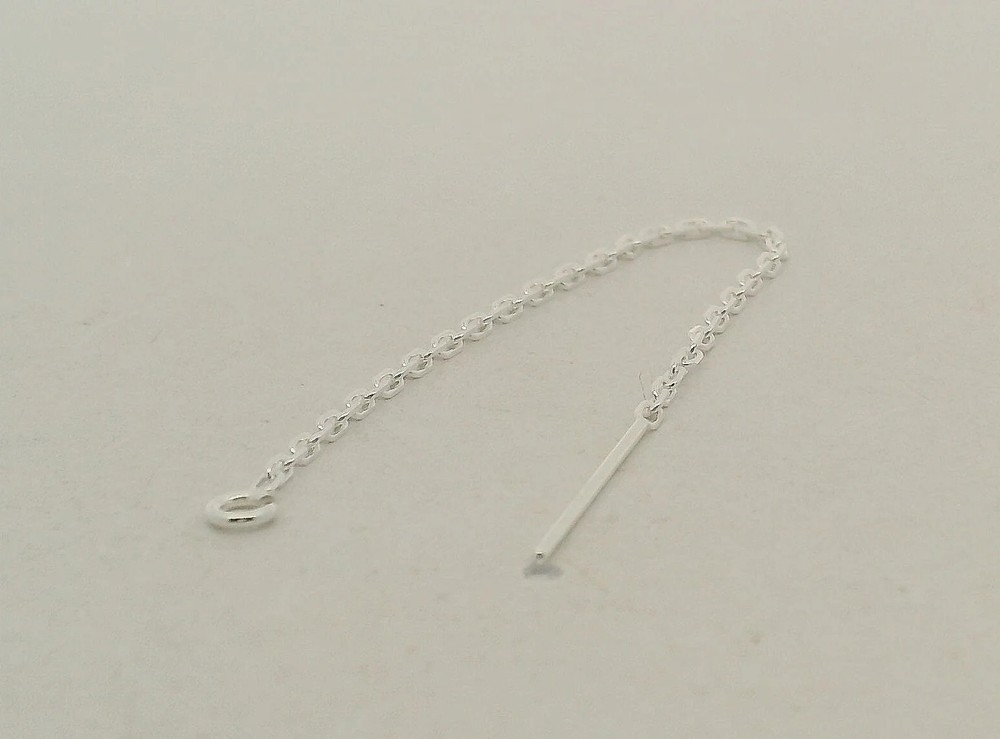 925 Sterling Silver Threader Cable Chain with Ring (80mm) - 4 pcs