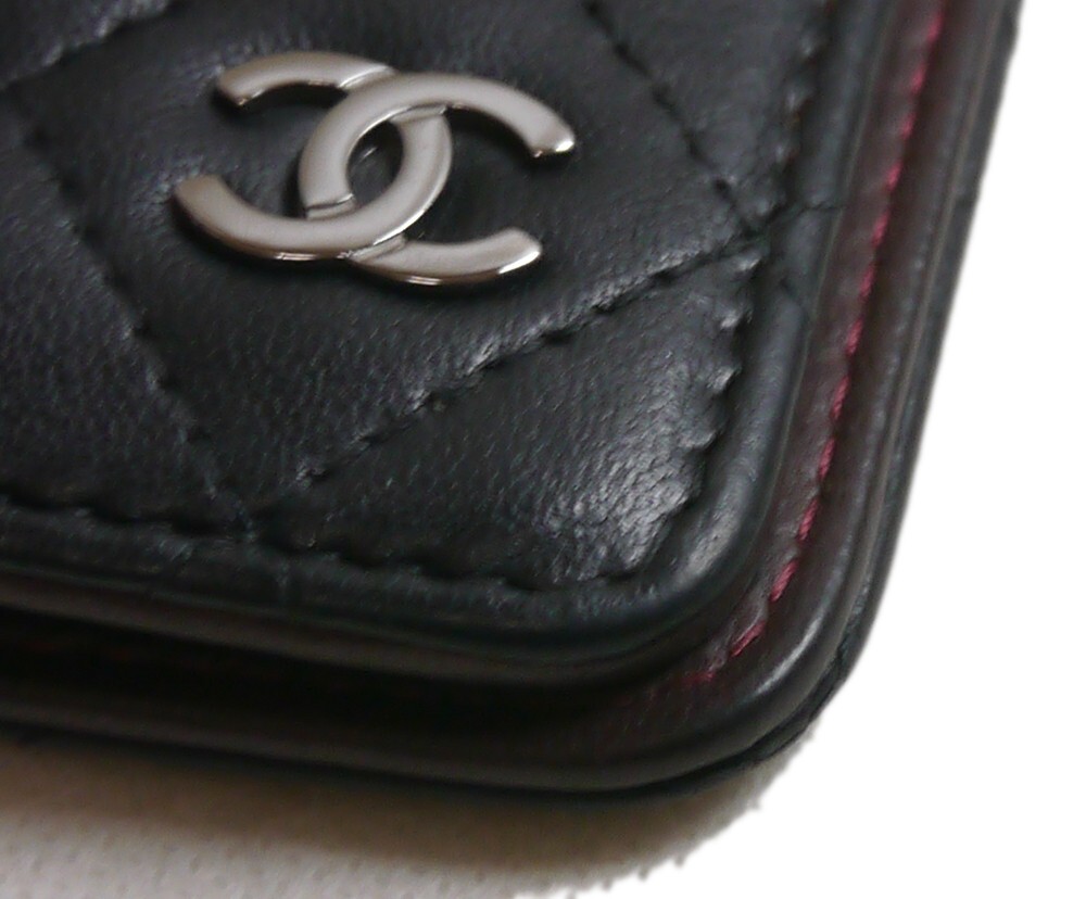 Authentic CHANEL Notebook cover lambskin COCO mark Leather #4174