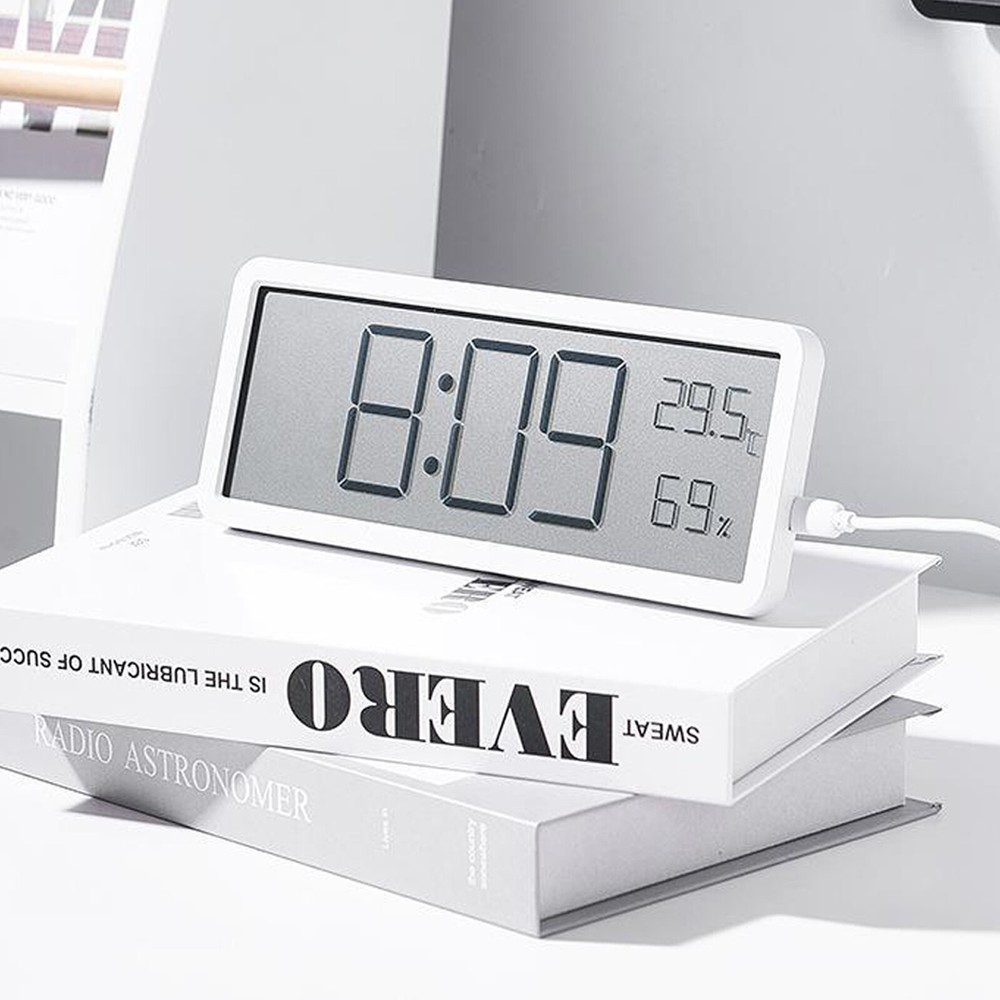 Digital LED Wall Clock Alarm Humidity Temperature Display Desktop Clock Large