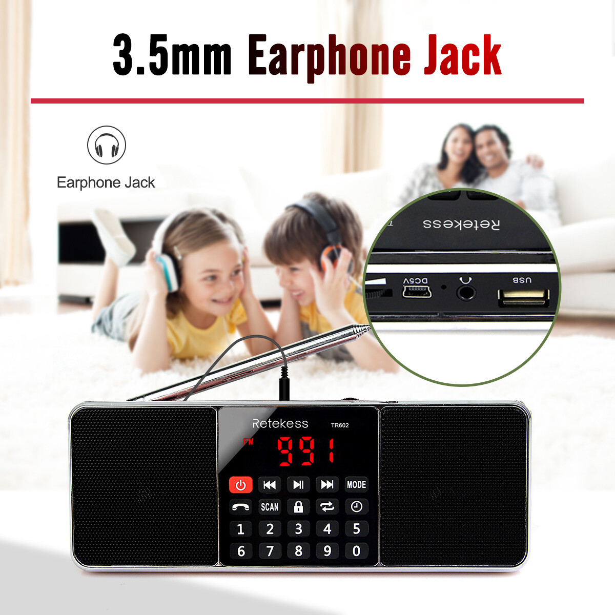 TR602 Portable FM/AM Radio Bluetooth Speaker MP3 Player Digital Rechargeable US