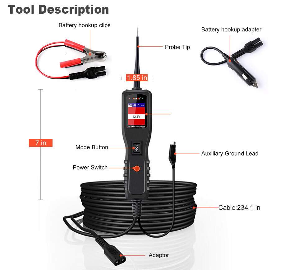 12 - 24V Power Circuit Tester Electronic System Multimeter Probe Diagnostic Tool