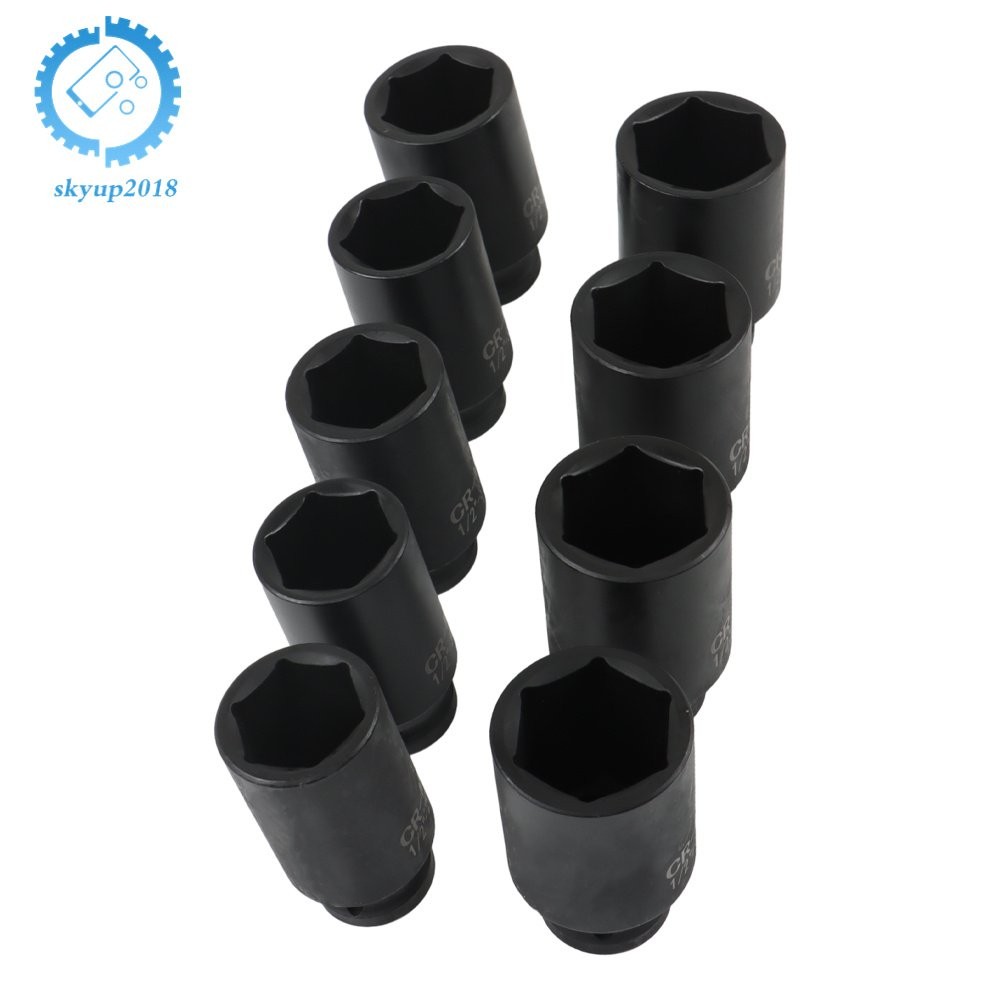 9pcs 29-38mm 1/2" Drive Metric Axle Hub Nut Socket Deep Impact Socket Tool Kit