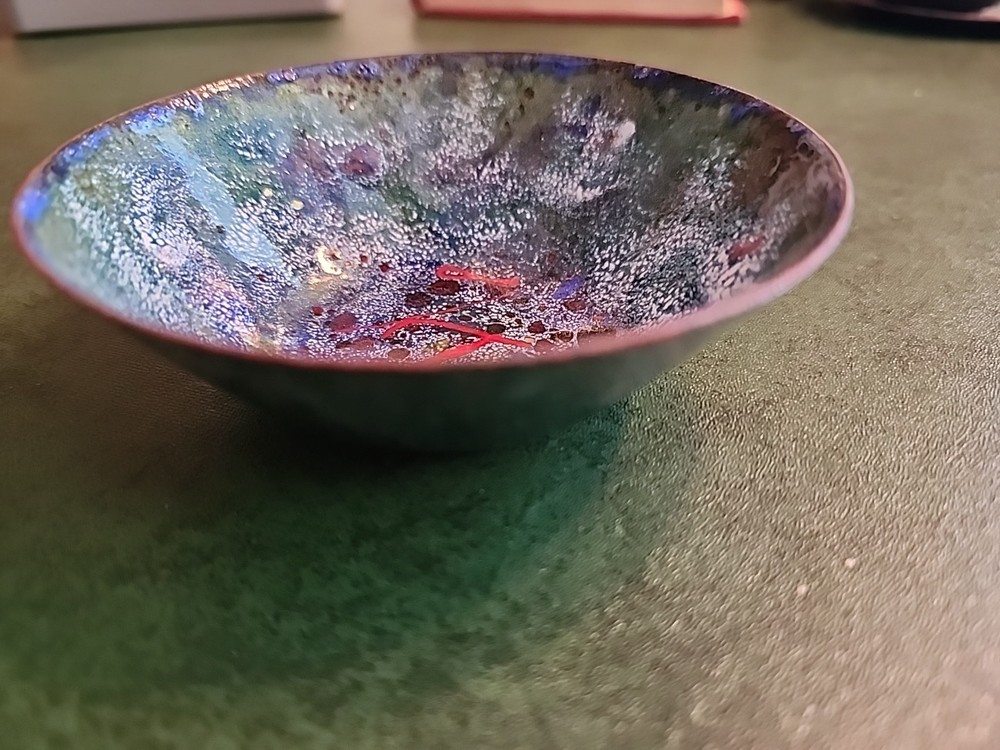 Mid Century Copper Enamel Bowl