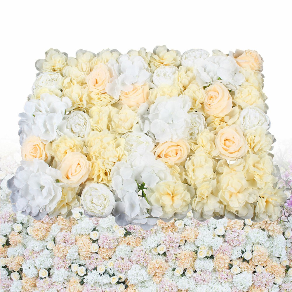 12Pcs Artificial Rose Hydrangea Flower Wall Panel for Wedding Party Decor
