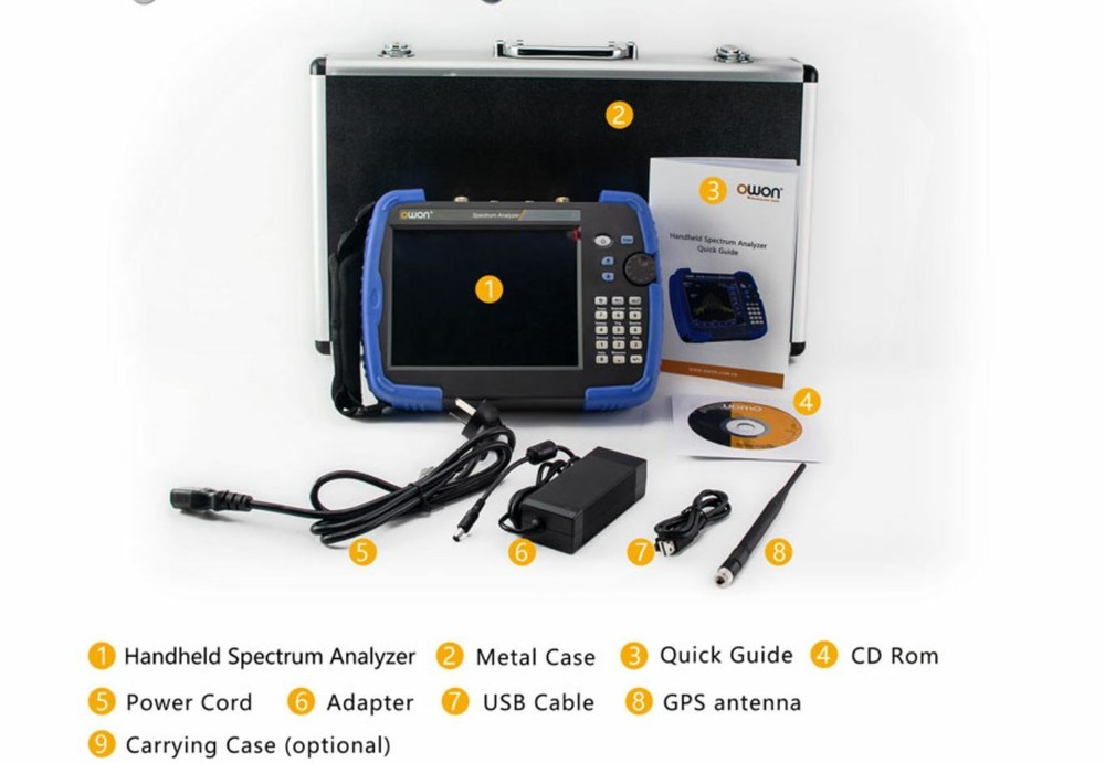 OWON HSA032-TG Handheld Spectrum Analyzer 3.2 GHz W GPS Tracking Generator +Case