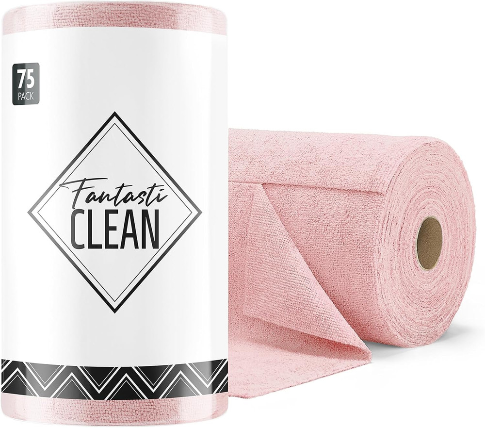 Microfiber Cleaning Cloth Roll, 75 Pack, 12"x12", Reusable, Ultra Absorbent