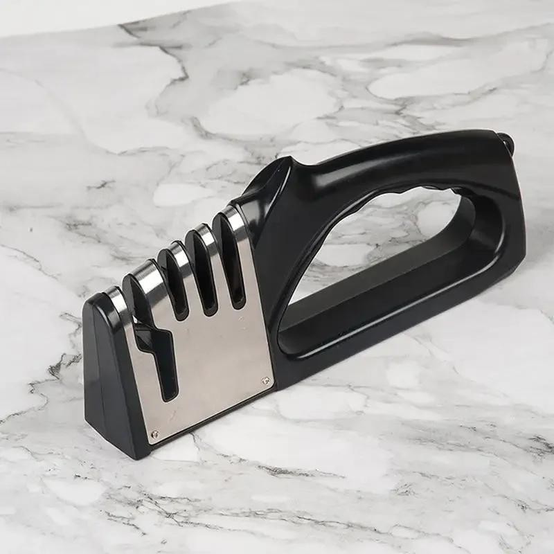 Kitchen 4-stage Knife Sharpener Multifunction Portable with Non-slip Base