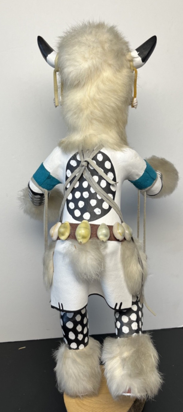 White Buffalo Dancer VNTG Native American 18.5" Kachina Doll, Signed by IMSB