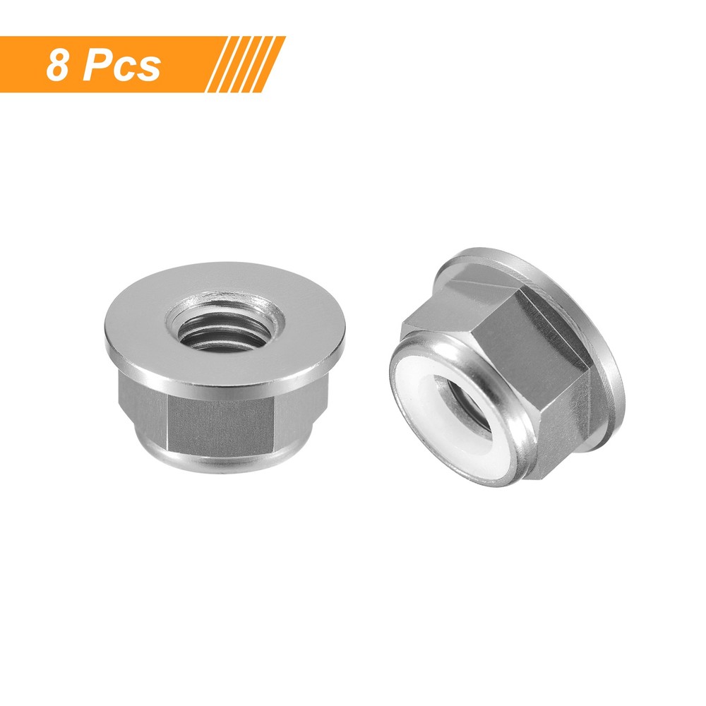 Nylon Insert Hex Lock Nuts, 8pcs - M4x0.7mm Self-Locking Nut(Titanium Gray)