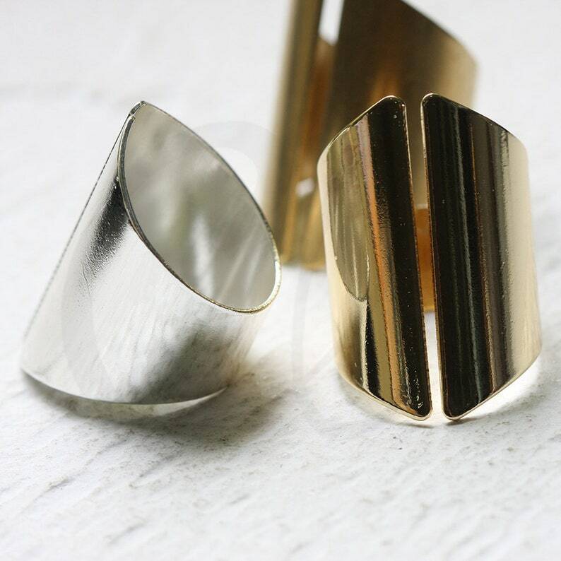 Solid Brass Bling Ring Base-Finger Ring-Adjustable-Open End - 30x20mm (4486C)