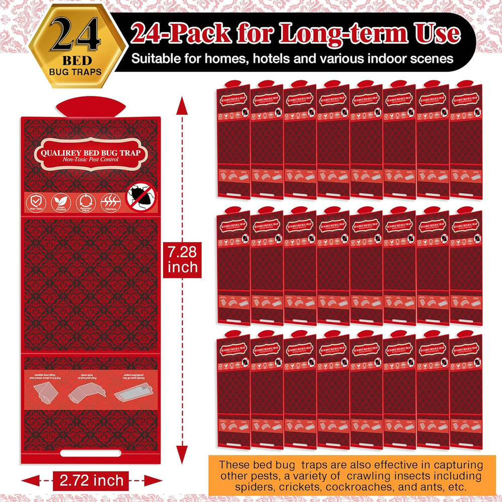 24 Pack Bed Bug Traps, Non Toxic Bedbug Detector for Bed Legs, Bedbug Intercepto