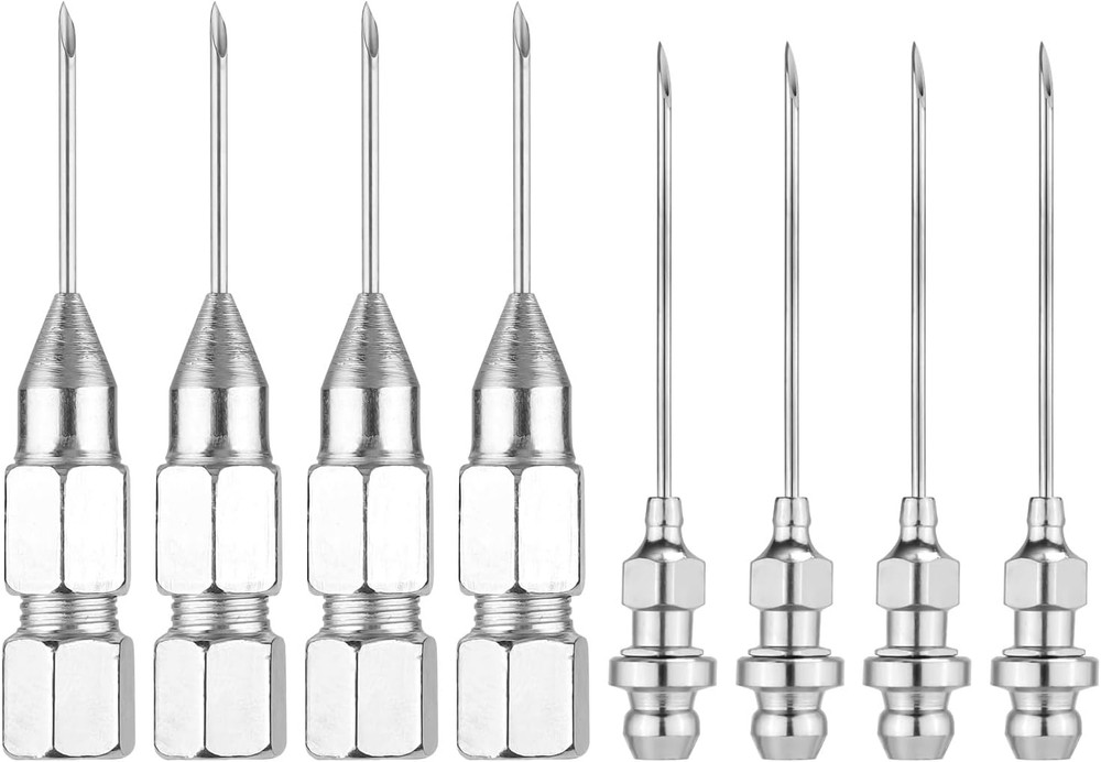 4Pcs Grease Needles & 4Pcs  Point Tip Grease Fitting Adapter Tools, Used in Narr
