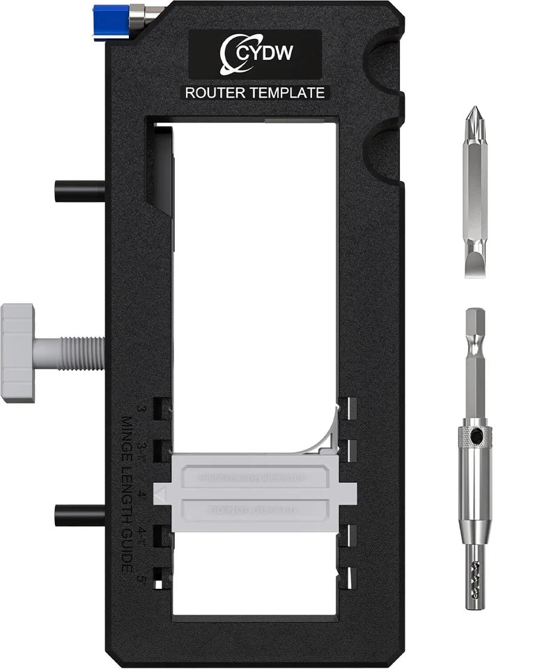 Door Hinge Router Template Black Hinge Mortiser Kit for 3 to 5 Hinges