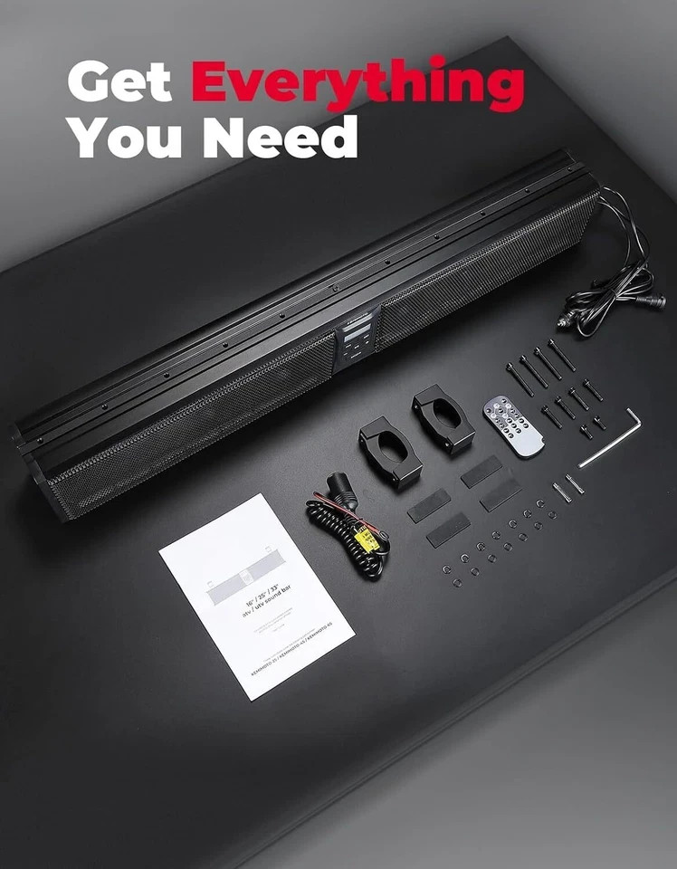 KEMIMOTO 16IN Universal RGB ATV UTV Sound Bar Speaker Marine Soundbar
