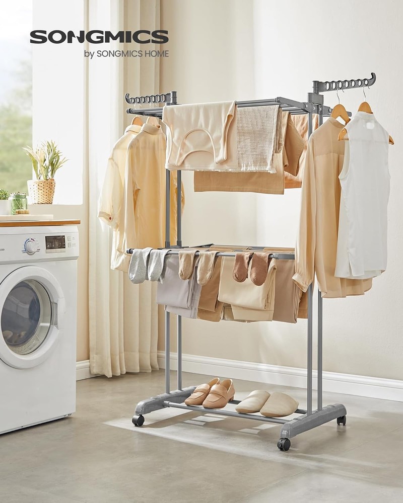 3 Tier Drying Rack, Foldable Drying Rack, Rolling Clothesline