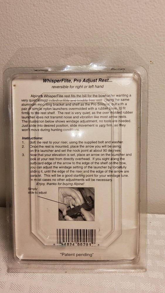 Alpine Archery Pro Adjust Rest Both Right And Left Hand Whisper Flight,