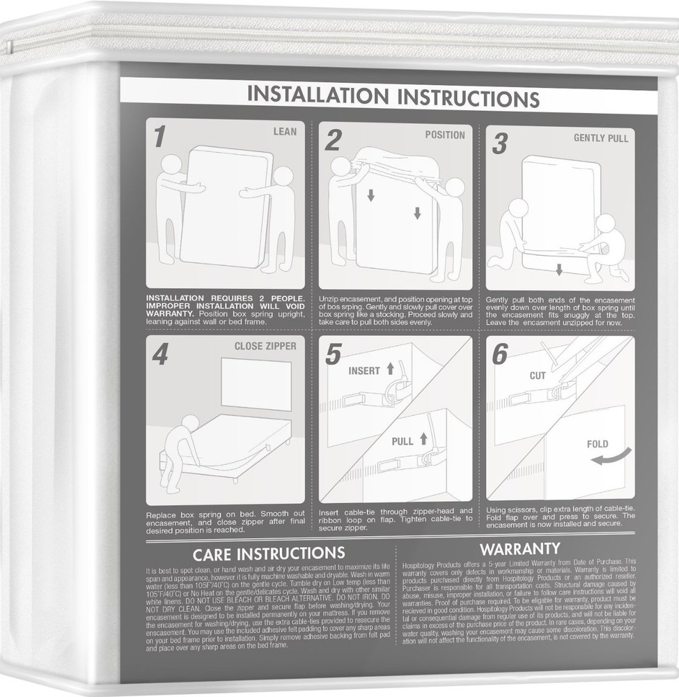 Box Spring Zippered Encasement Bed Bug Proof Matress Protector Bedding Polyester