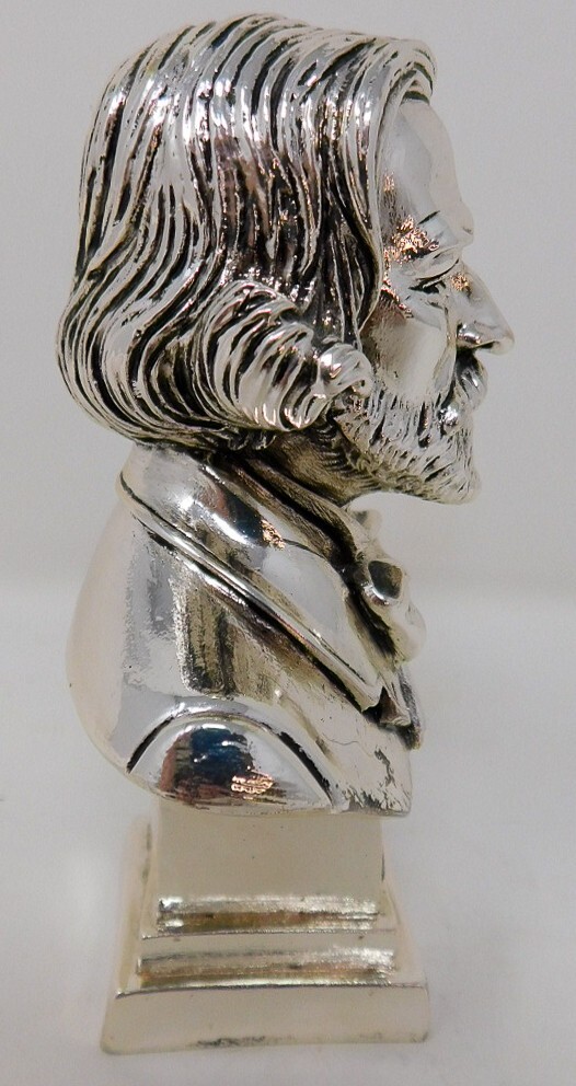 Solid 800 Silver Giuseppe Verdi 4.5" Statuette Italian 202 grams Composer Bust