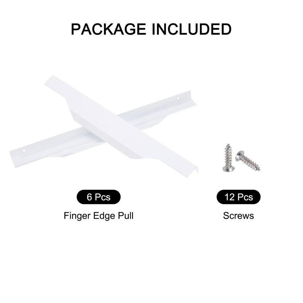 6 Pack Finger Edge Pull Cabinet Pulls Finger Pulls 256mm Hole Diameter White